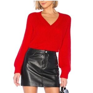 NAADAM Red V-Neck Cozy Sweater